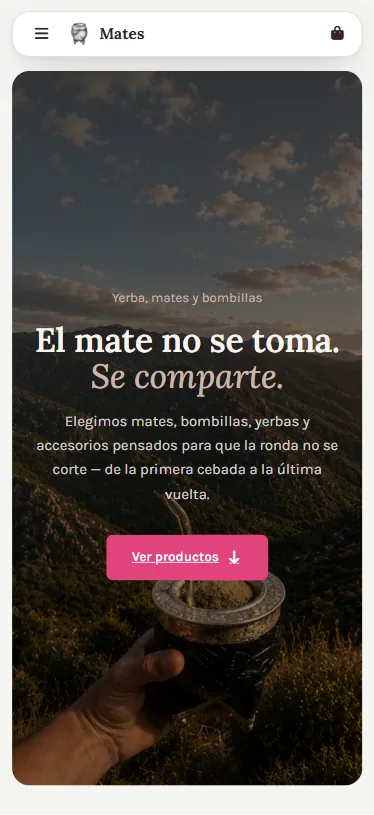 Captura de Mates E-commerce en celular